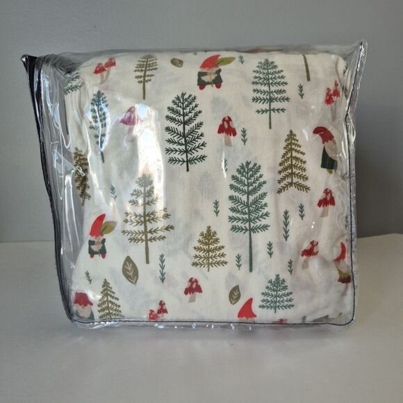 Cuddl Duds King Size Christmas Pine Trees Gnomes Mushrooms King Size Sheet Set - Picture 7 of 8